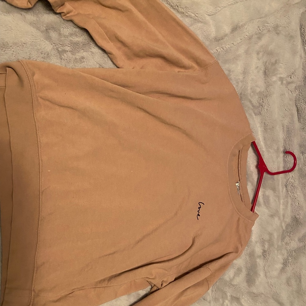 Pinky beige love crew neck thin